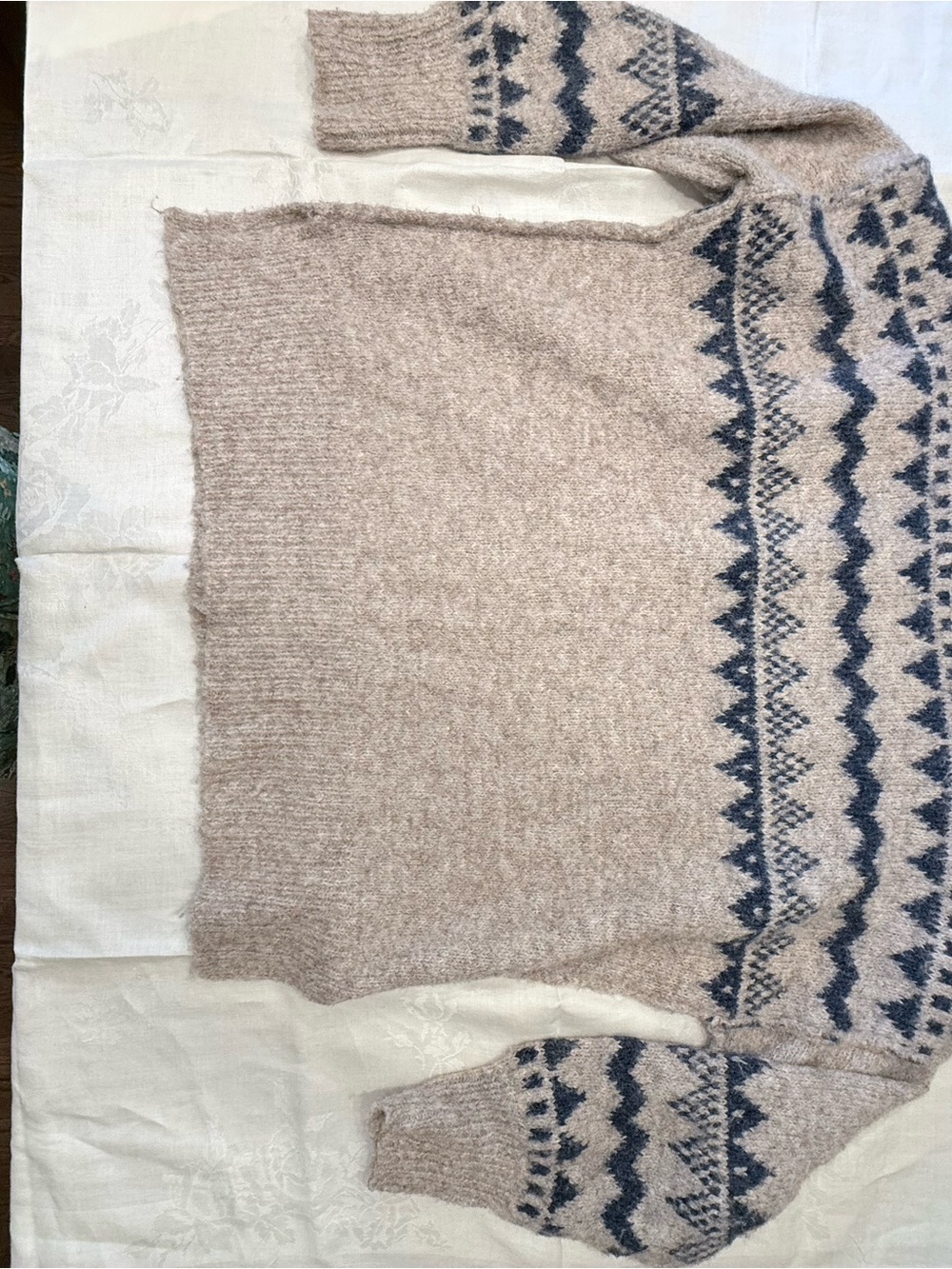 Altar’d State Fair Isle Nordic Sweater Blue Oatmeal Ladies Medium Cozy Winter L - Picture 6 of 10